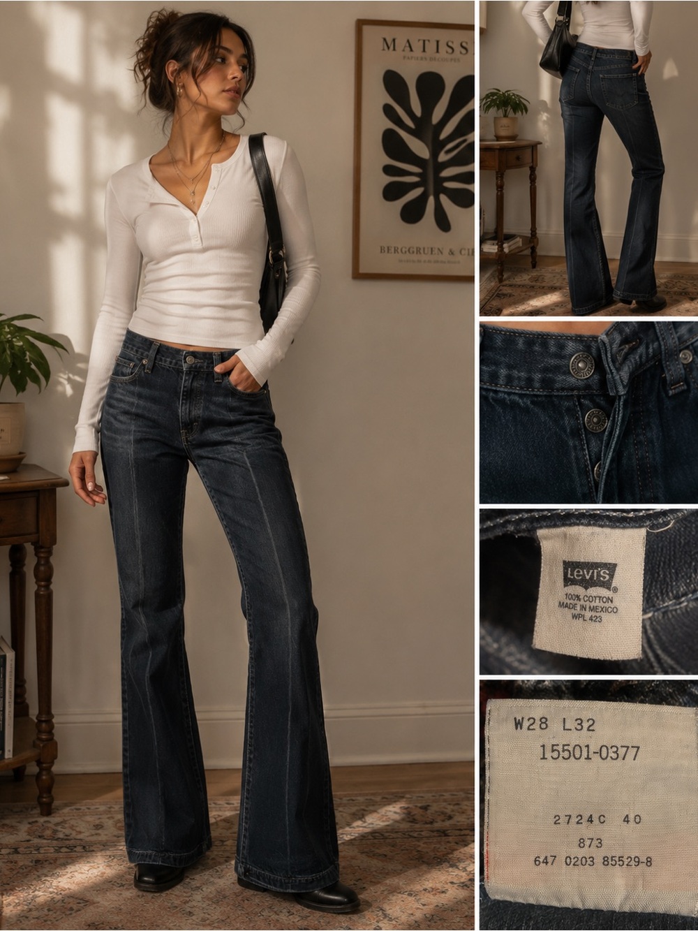 Levi’s 501 Button Fly Jeans W28 L32 Dark Wash Straight Leg USA
